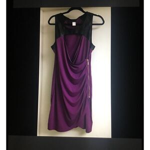 NWOT~Venus Eggplant/Black Faux Leather Dress Sz Large